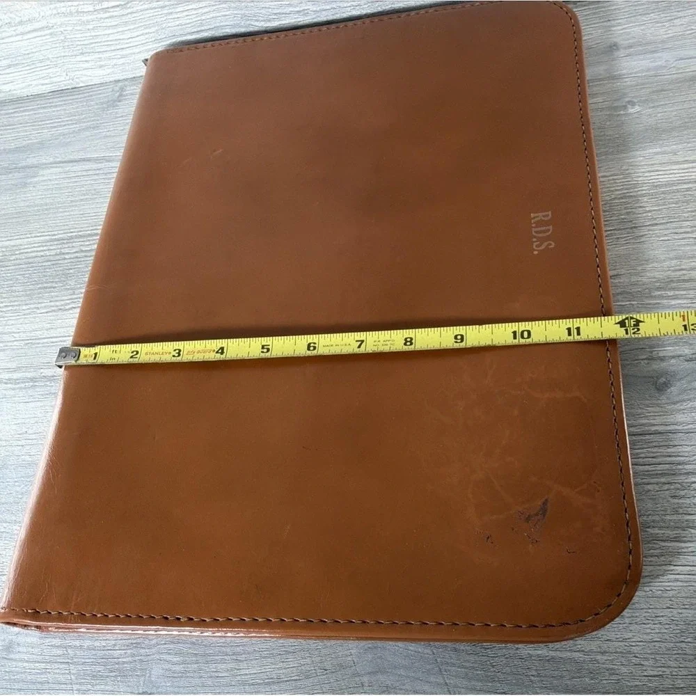 Vtg Top Grain Cowhide Portfolio Business Folder Zippered NBC National Brief Case